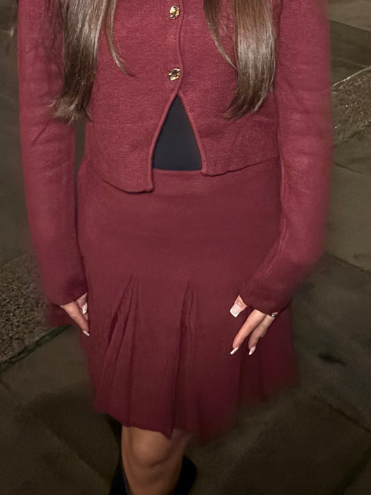 Falten Rock Burgunderrot